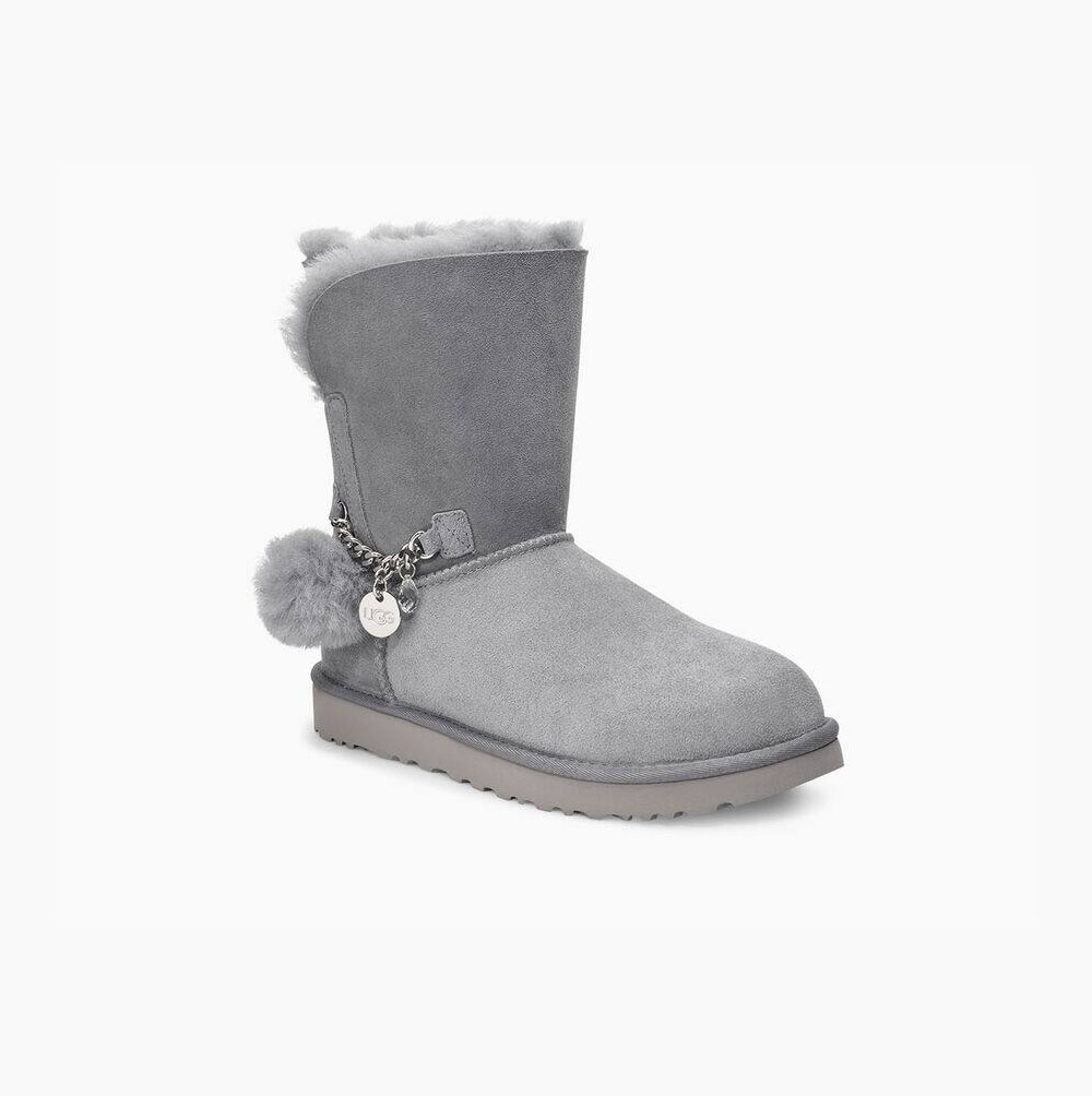 UGG Classic Short Charm Grey Boots for Women (ULZI68593)